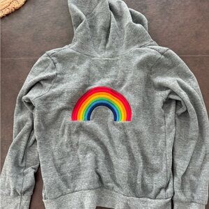 Aviator Nation Gray Kids Hoodie with Rainbow Design